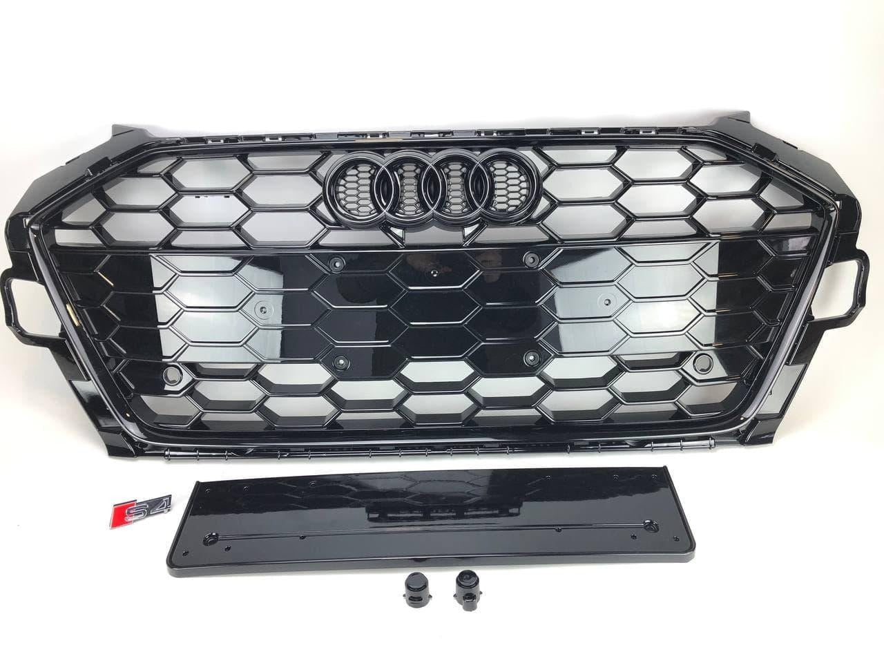 RS4 BLACK front bumper radiator grille for Audi A4 S4 B9.5 2020+