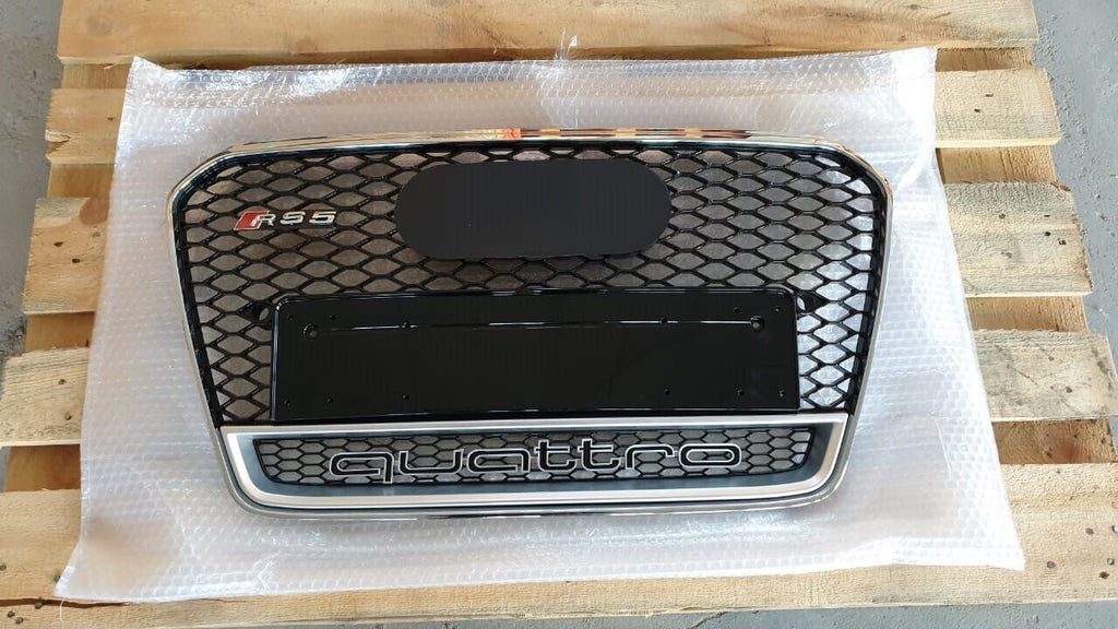 Rejilla del radiador del parachoques delantero RS5 chrome quattro para Audi A5 S5 8T 2012-2015