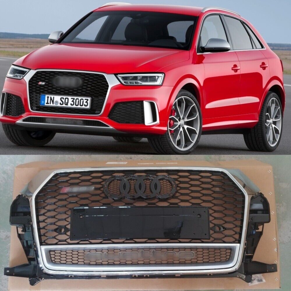 RSQ3 front honeycomb grille chrome with quattro for Audi Q3 8U SQ3 2014-2018