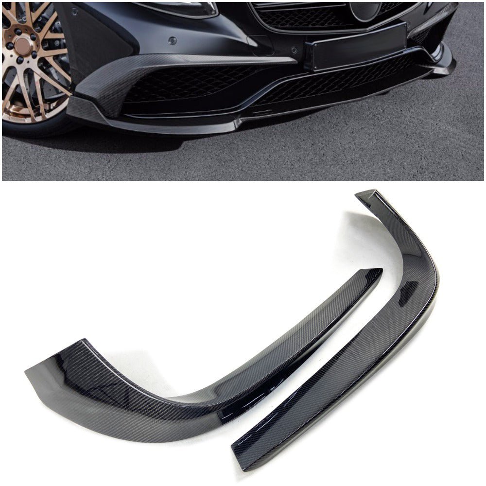 Cubiertas de labios de fijación de parachoques delantero Brabus de fibra de carbono para Mercedes-Benz Clase S C217