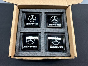 Seats Emblem set in black color with AMG Mercedes-Benz logo