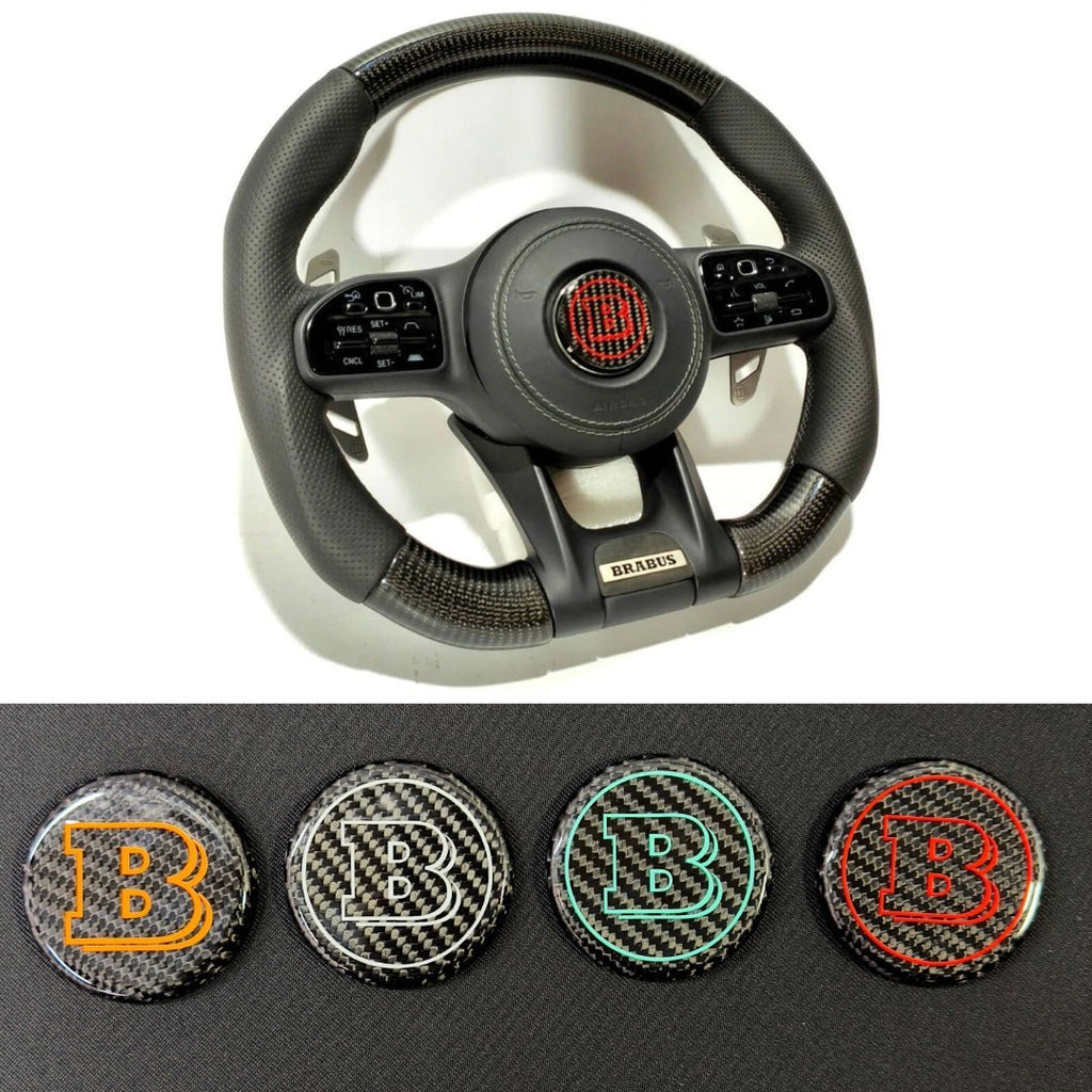 Steering wheel cap badge carbon fiber BRABUS 57mm for Mercedes-Benz cars