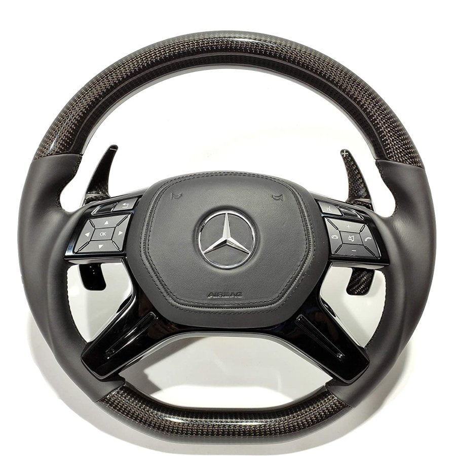 Volante Carbono Cuero + levas de cambio de carbono para Mercedes-Benz ML W166 GL GLS GLE W292 G W463 W212