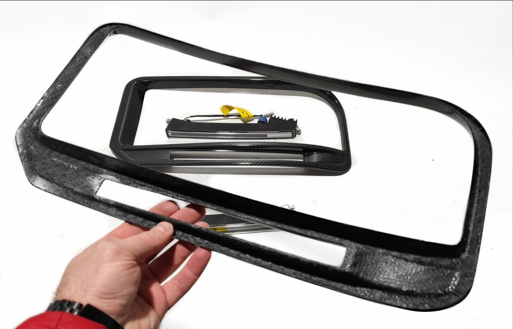 W463a W464 G900 G Wagon carbon fiber front bumper frames insertions with LED lights for Widestar Brabus