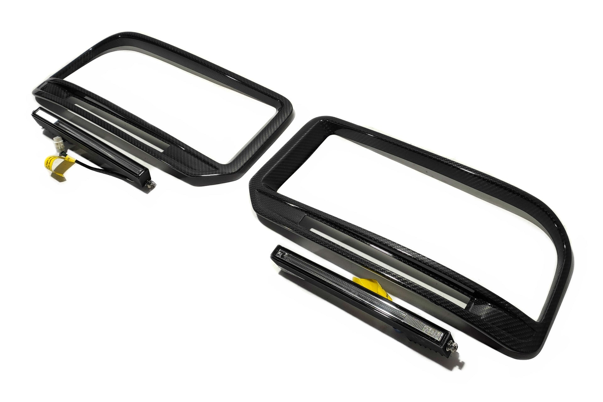 W463a W464 G900 G Wagon carbon fiber front bumper frames insertions with LED lights for Widestar Brabus