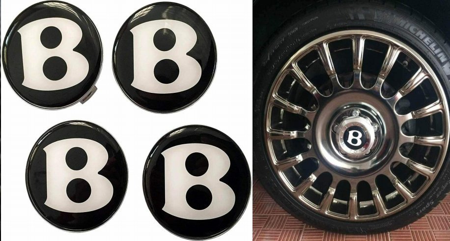 Wheel Center Caps Sticker Emblems Bentley 4pcs set