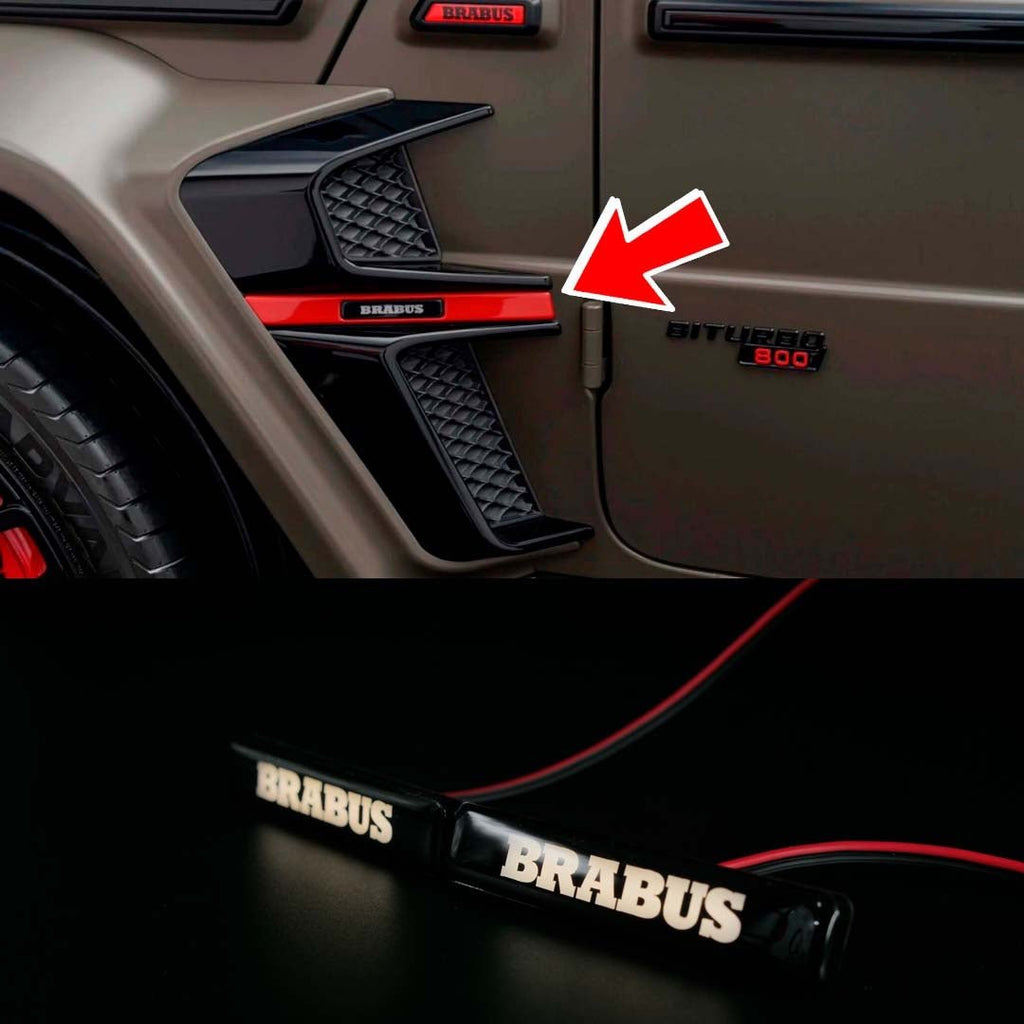 White Brabus LED emblem for fender inserts Brabus Widestar body kit Mercedes W463A